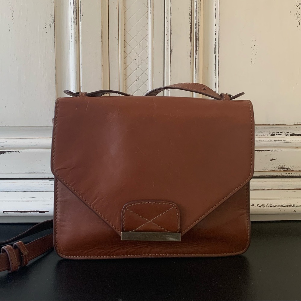 Zara Brown Leather Crossbody Bag Purse